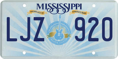 MS license plate LJZ920