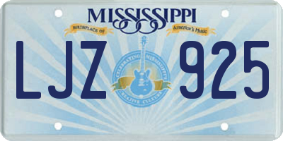 MS license plate LJZ925