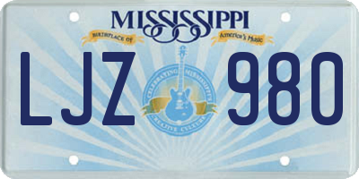 MS license plate LJZ980