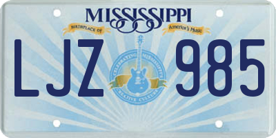 MS license plate LJZ985
