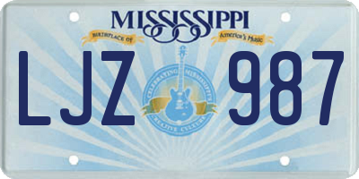 MS license plate LJZ987