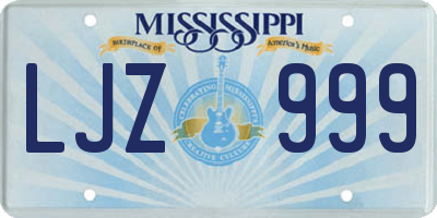 MS license plate LJZ999