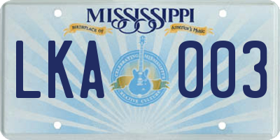 MS license plate LKA003