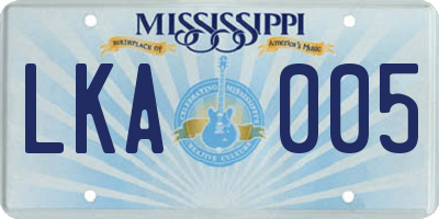 MS license plate LKA005