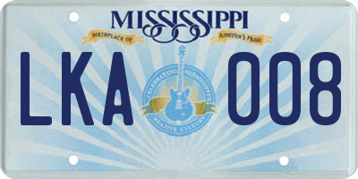 MS license plate LKA008