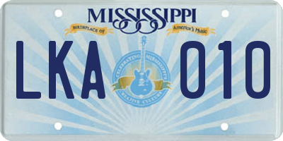 MS license plate LKA010