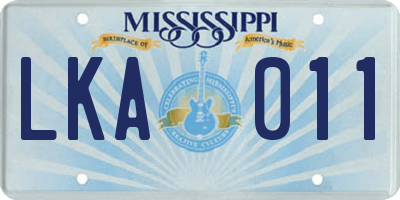 MS license plate LKA011