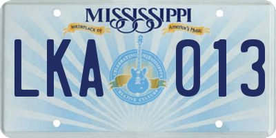MS license plate LKA013