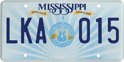 MS license plate LKA015