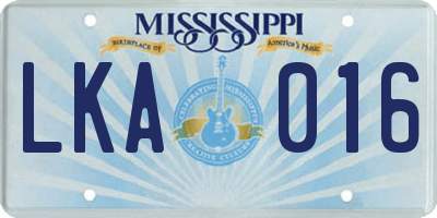 MS license plate LKA016