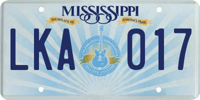 MS license plate LKA017
