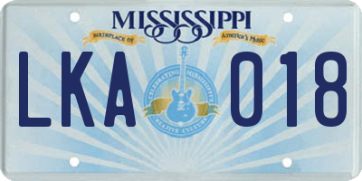 MS license plate LKA018