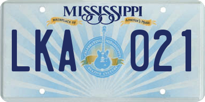 MS license plate LKA021
