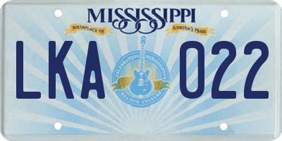 MS license plate LKA022