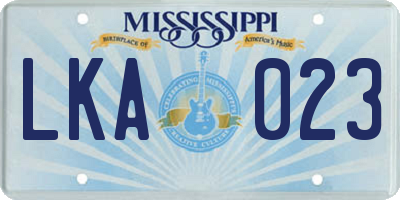 MS license plate LKA023