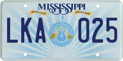 MS license plate LKA025