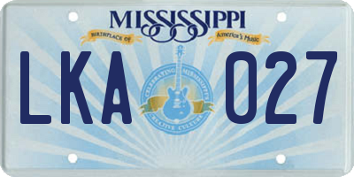 MS license plate LKA027