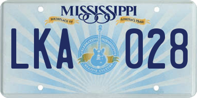 MS license plate LKA028