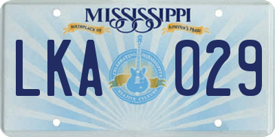 MS license plate LKA029