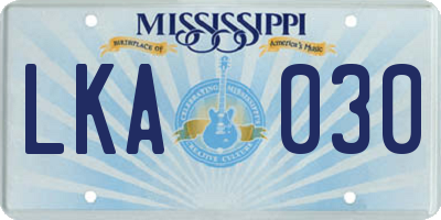 MS license plate LKA030