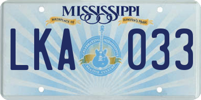 MS license plate LKA033