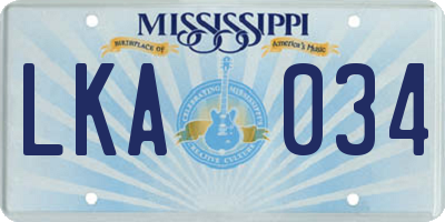 MS license plate LKA034