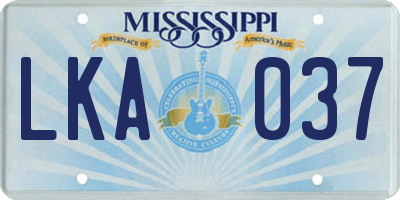 MS license plate LKA037