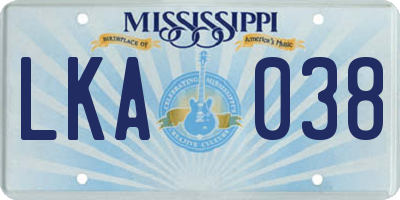 MS license plate LKA038