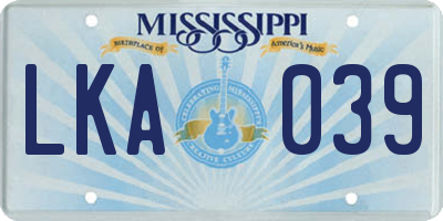 MS license plate LKA039