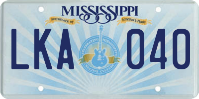 MS license plate LKA040