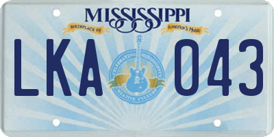 MS license plate LKA043