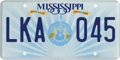 MS license plate LKA045