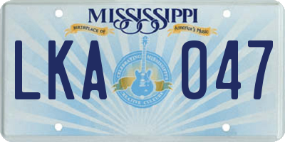 MS license plate LKA047