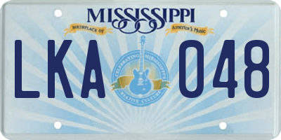 MS license plate LKA048