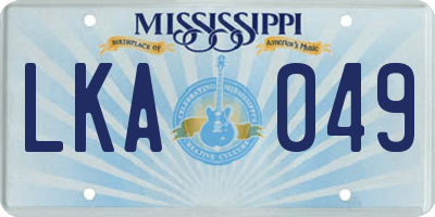 MS license plate LKA049