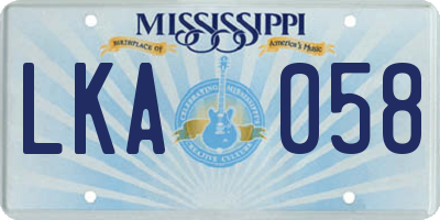 MS license plate LKA058