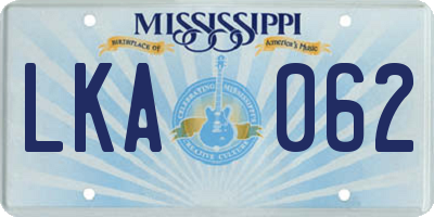 MS license plate LKA062