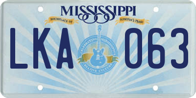 MS license plate LKA063