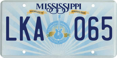 MS license plate LKA065