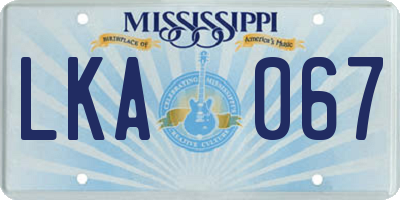 MS license plate LKA067