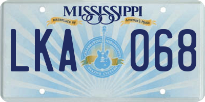 MS license plate LKA068