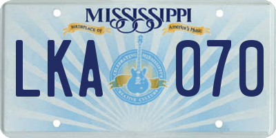 MS license plate LKA070