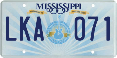 MS license plate LKA071