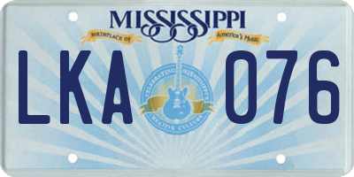 MS license plate LKA076