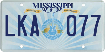 MS license plate LKA077