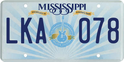 MS license plate LKA078