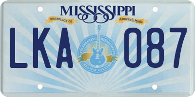 MS license plate LKA087