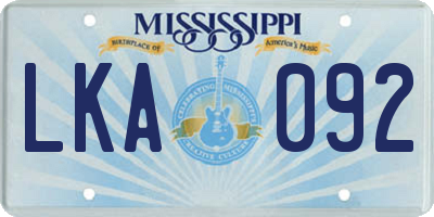 MS license plate LKA092