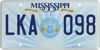 MS license plate LKA098