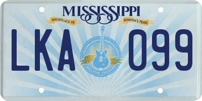 MS license plate LKA099